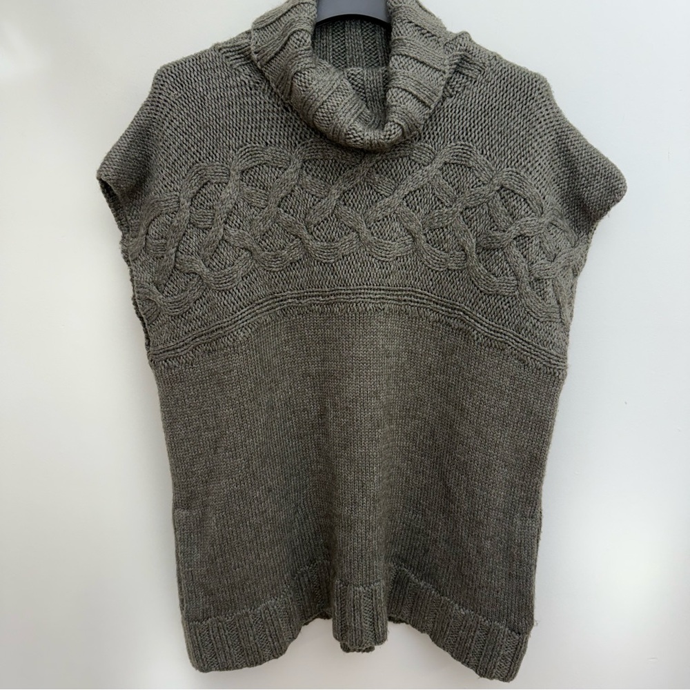 Theory Wool Mohair Cable Knit Turtleneck Vest | Size P (Oversized Fit)